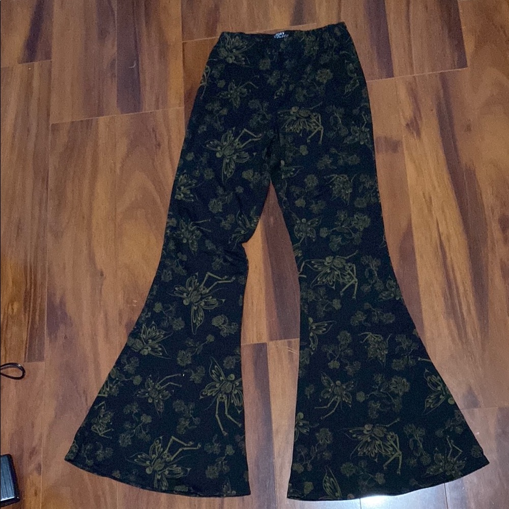 🔮 5 for $20 🔮 High waist wide leg bell bottom stretch fairy skeleton print pants